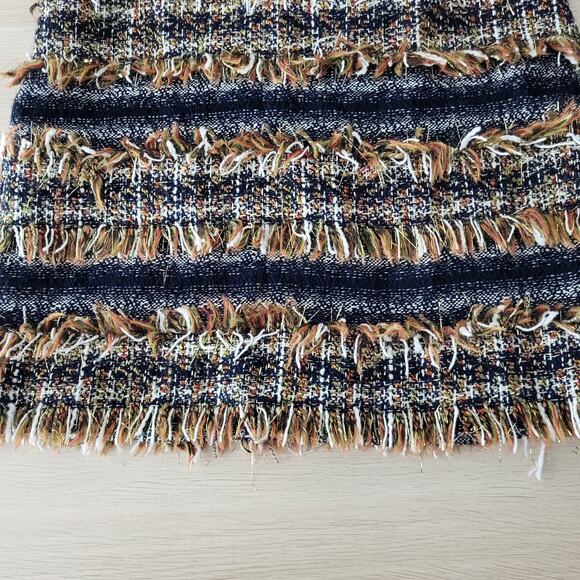 Just Drew Tweed Fringe Boucle Shift Mini Dress Metallic Neutral Sleeveless 6 - Picture 6 of 9